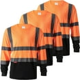 thumbnail image 1 of ProtectX 3-Pack Men's High Visibility Heavy Duty Breathable Long Sleeve Reflective Safety T-Shirts for Work Warehouse Construction, Class 2, Orange and Black - 3X Large, 1 of 8