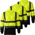 thumbnail image 1 of ProtectX 3-Pack Men's High Visibility Heavy Duty Breathable Long Sleeve Reflective Safety T-Shirts for Work Warehouse Construction, Class 2, Yellow - 4X Large, 1 of 7