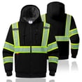 thumbnail image 1 of ProtectX High Vis Safety Hoddie Sweatshirt Jacket with Reflective Strips & Fleece Lined for Cold Weather Black Large, 1 of 9