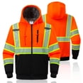 thumbnail image 1 of ProtectX High Vis Safety Hoddie Sweatshirt Jacket with Reflective Strips & Fleece Lined for Cold Weather Orange Small, 1 of 9