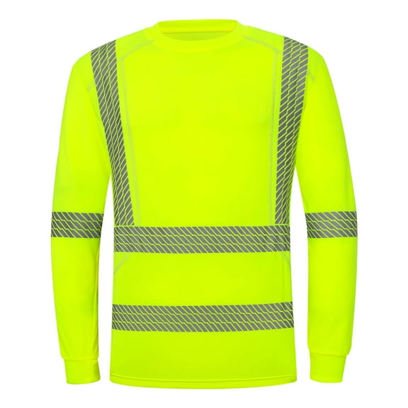 ProtectX High Visibility Long Sleeve Safety Reflective Shirts, Construction Work Shirt for Men, ASIN Class 3 Type R Green Long Large