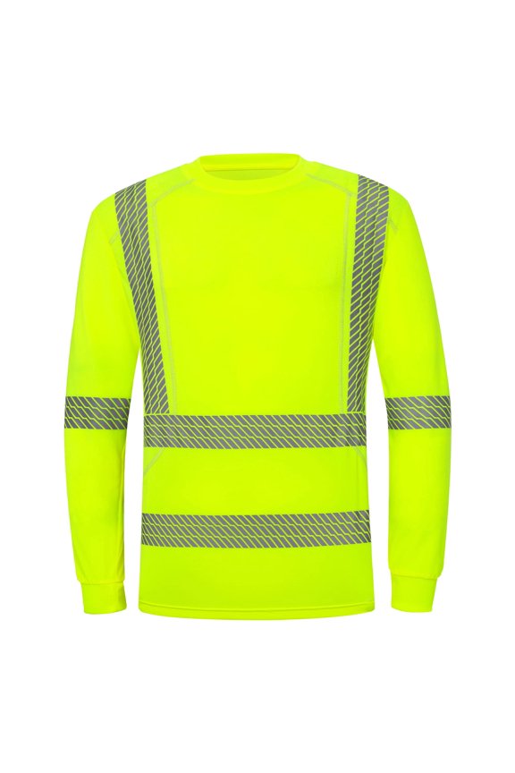 High Visibility Long Sleeve Safety Reflective Shirts, Construction Work Shirt for Men, ASIN Class 3 Type R Green Long Large