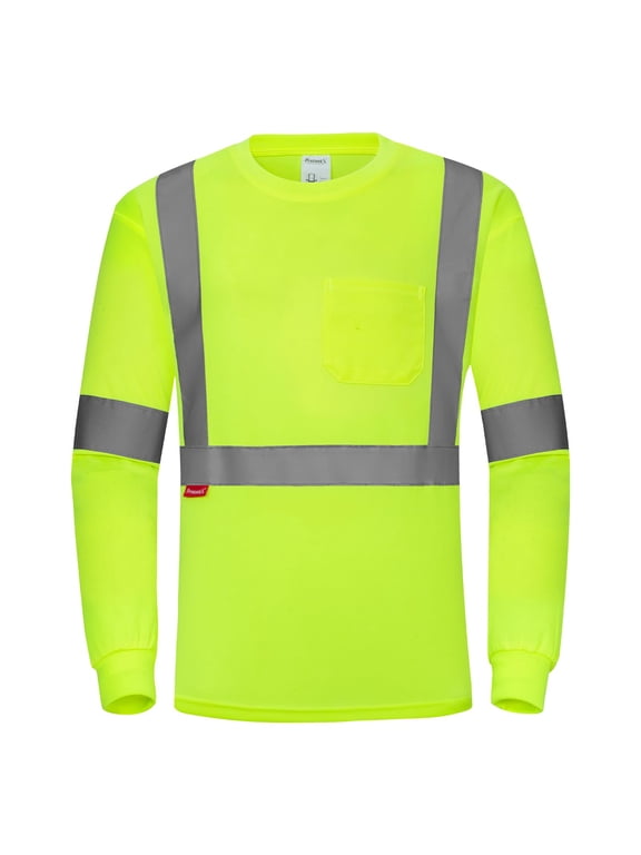 High Visibility Long Sleeve Shirts Reflective Hi Vis Safety Shirt for Men Class 2 Construction Shirt 1 Pack Green 3X-Large