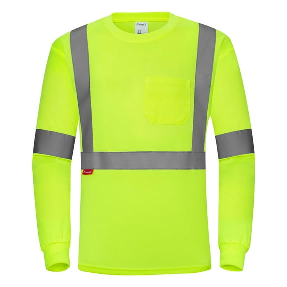 ProtectX High Visibility Long Sleeve Shirts Reflective Hi Vis Safety Shirt for Men Class 2 Construction Shirt 1 Pack Green Small