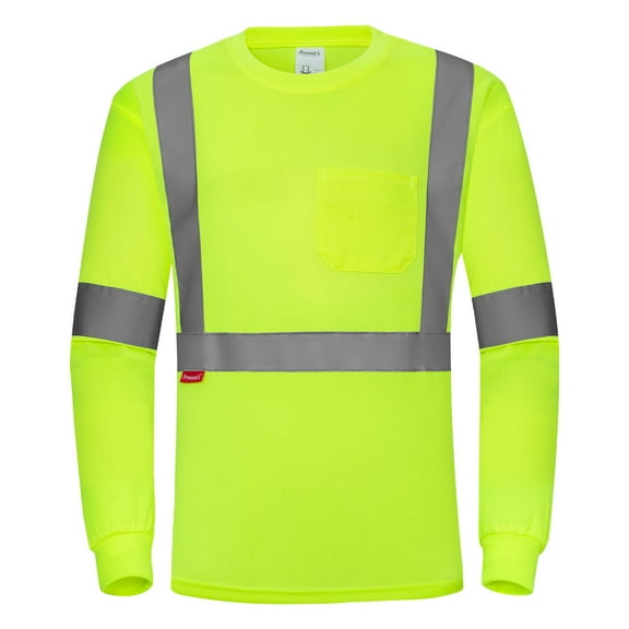 ProtectX High Visibility Long Sleeve Shirts Reflective Hi Vis Safety Shirt for Men Class 2 Construction Shirt 1 Pack Green X-Large