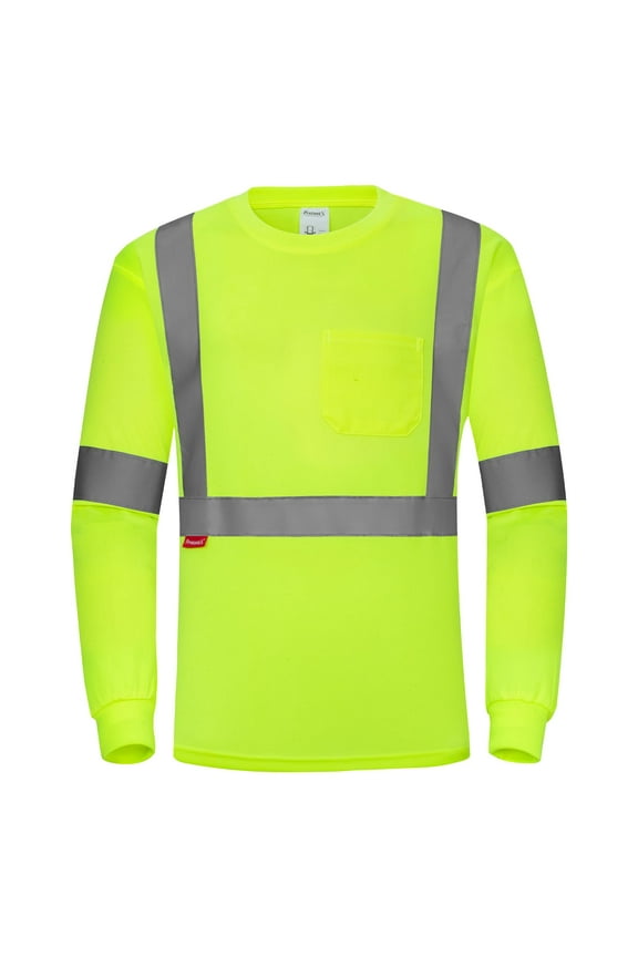 High Visibility Long Sleeve Shirts Reflective Hi Vis Safety Shirt for Men Class 2 Construction Shirt 1 Pack Green X-Large