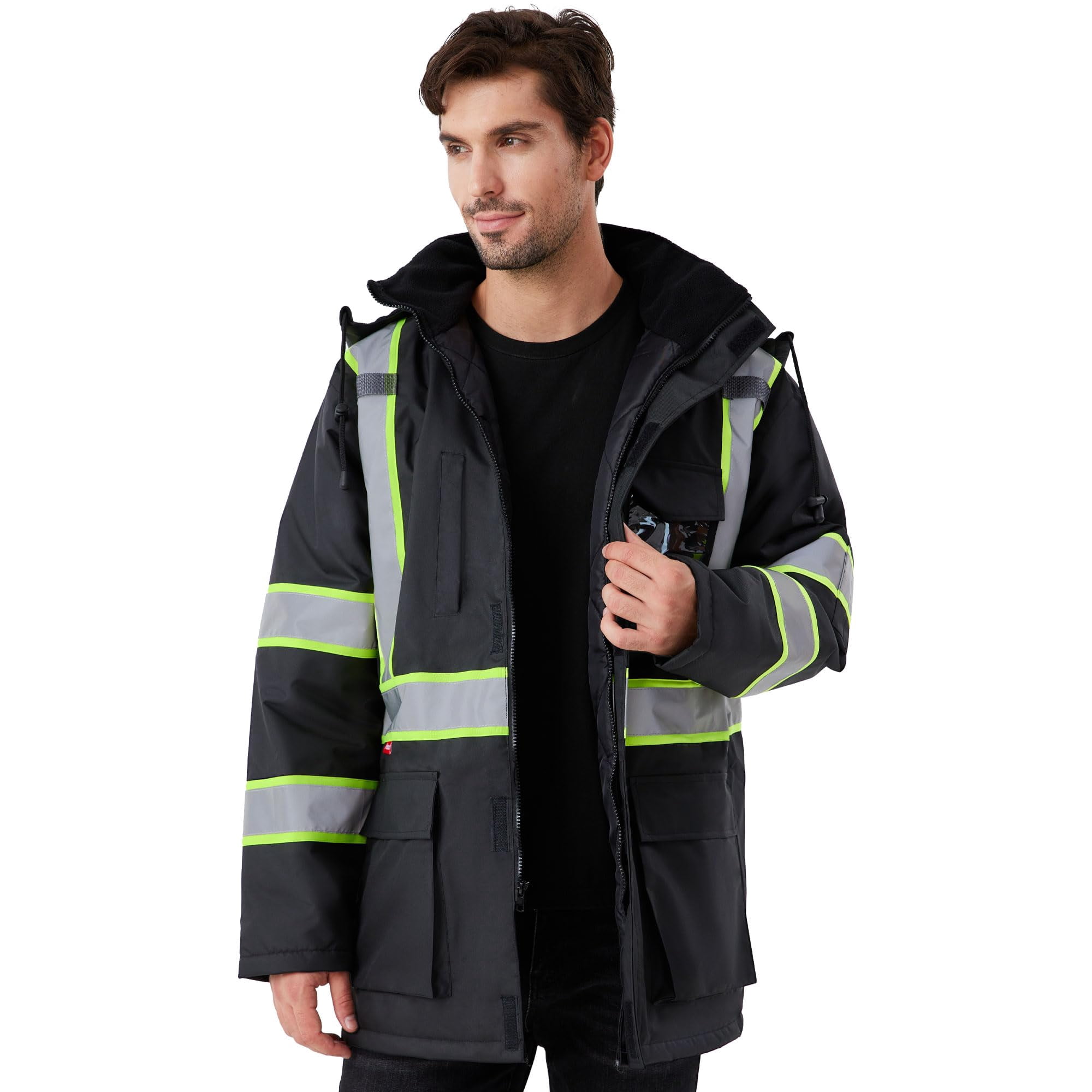 ProtectX High Visibility Winter Safety Jacket for Men, Reflective ...