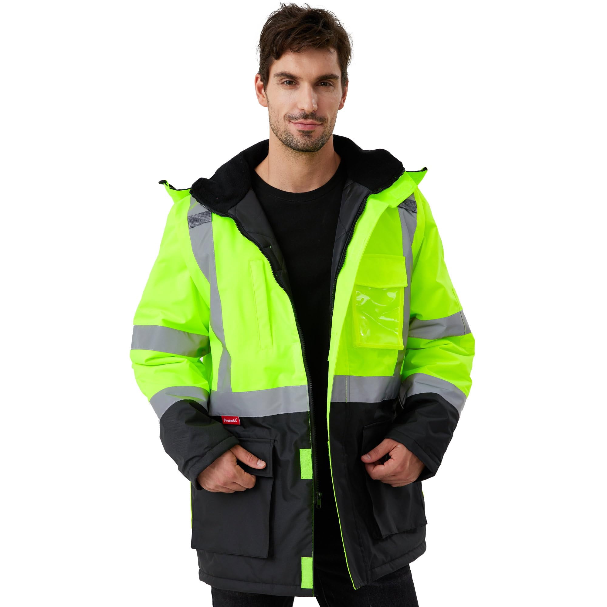 ProtectX High Visibility Winter Safety Jacket for Men, Reflective ...