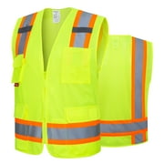 ProtectX High Visibility Reflective Safety Vest for Men Women Hi Vis Work Construction Vest with Pockets Class 2 Neon Green Small