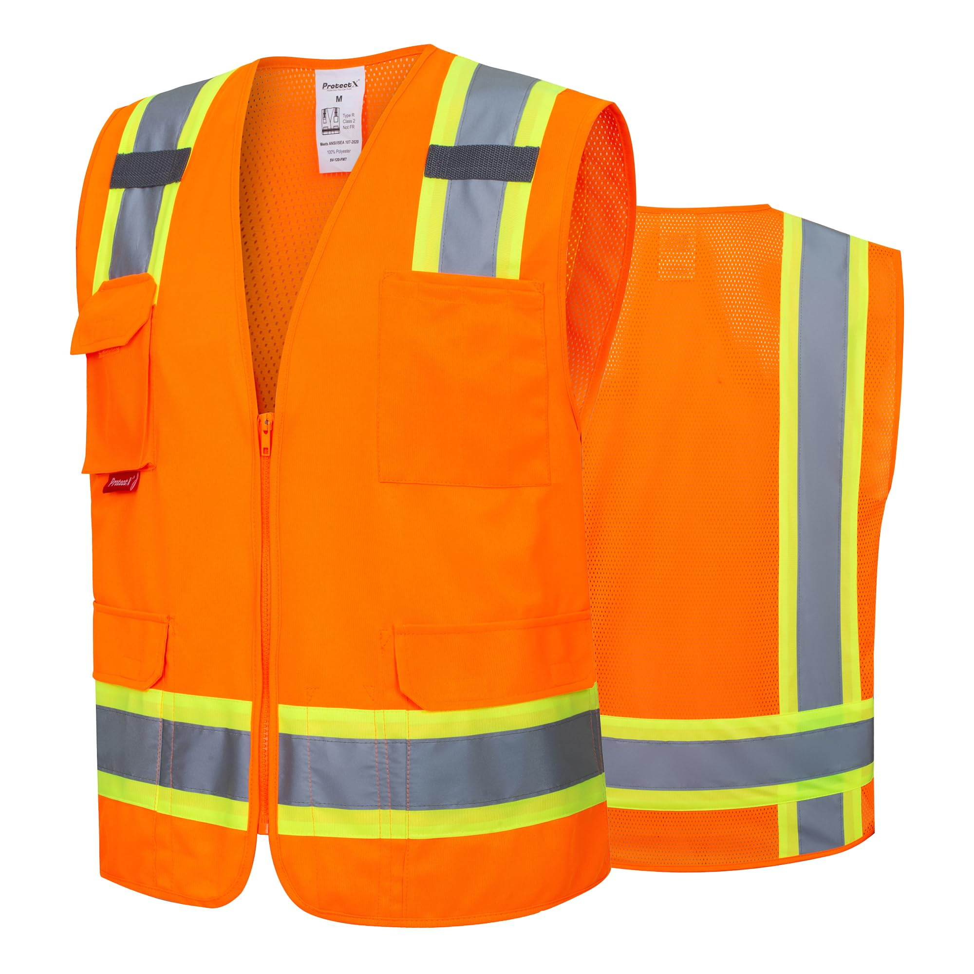 ProtectX High Visibility Reflective Safety Vest for Men Women Hi Vis ...