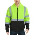 thumbnail image 1 of ProtectX High Visibility Safety Sweatshirt for Women Men, Class 3 Hi Vis Hoodie with large Pocket, Hooded Full-Zip Reflective Sweatshirt for Work & Construction, Green, X Large, 1 of 6