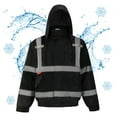 thumbnail image 1 of ProtectX High Visibility Safety Waterproof Bomber Jacket for Women Men, Hi Vis Reflective Winter Construction Jacket, Black, Medium, 1 of 8