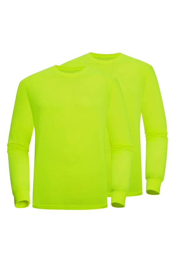 High Visibility Shirts Safety for Men Women, Sun Protection Long Sleeve Work T Shirt Construction Shirts, Green, XXX Large