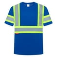 thumbnail image 1 of High Visibility Shirts for Men Women, Quick Dry Safety Short Sleeves T Shirts with Reflective Strips, Hi Vis Construction Work Shirt, Class 2 ,Blue ,X-Large, 1 of 7