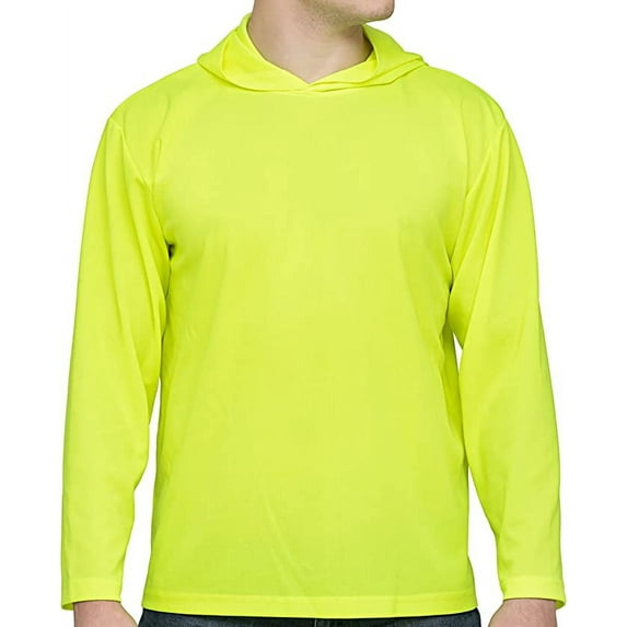 ProtectX High Visibility Sun Protection Lightweight Long Sleeve Hoodie, UPF 50+ Quick-Dry, SPF UV Shirt, Active Wear - Neon Green