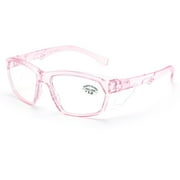 ProtectX Pink Safety Glasses with Readers, Anti-Fog Safety Glasses with Side Shields, ANSI Z87.1 Safety Glasses for Men Women Reading Glasses 1.0 Dipoter