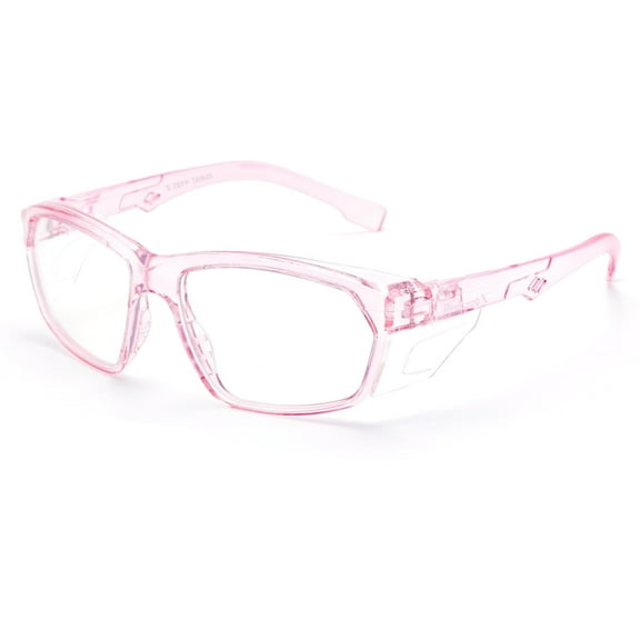 ProtectX Stylish Anti-Fog & Scratch-Resistant Safety Glasses, UV Protection goggles, Anti-Impact Lightweight Glasses for Men＆Women Pink Clear
