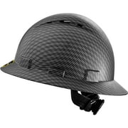 ProtectX Premium Full Brim Hard Hat, Cascos De Construccion for Safety, Vented, 6-point Adjustable Ratchet Suspension, Grey Long Carbon Fiber, OSHA/ANSI Compliant