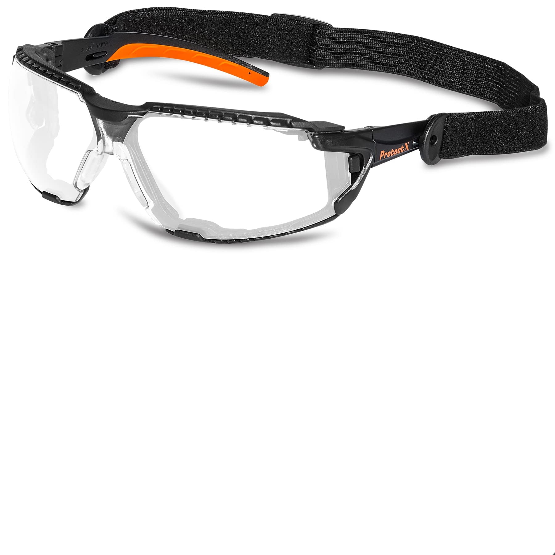 ProtectX Safety Glasses Foam Lens Wrap w Strap, Scratch Resistant Anti Fog Polycarbonate Lenses ANSI Z87.1 with UV Protection