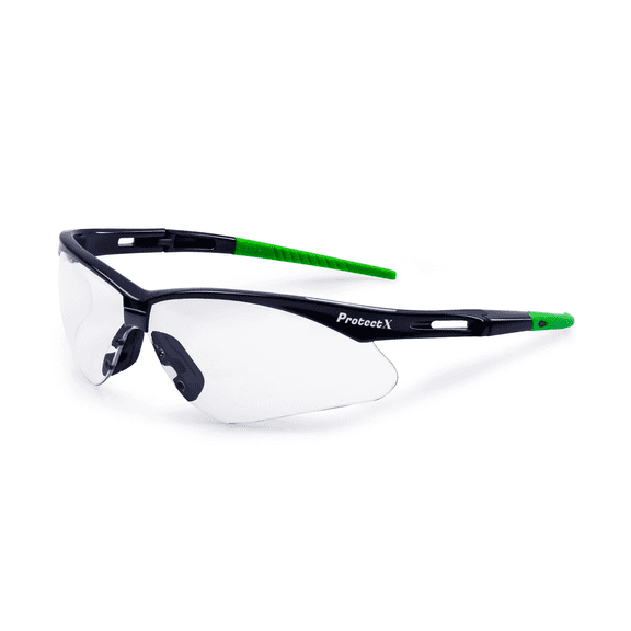 ProtectX Safety Glasses Scratch Resistant Anti Fog Polycarbonate Lenses with UV Protection Evergreen Clear Pack of 1