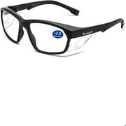 ProtectX Stylish Anti-Fog & Scratch-Resistant Safety Glasses With Readers, UV Protection Goggles, Anti-Impact Lightweight Glasses for Men＆Women, +2.0