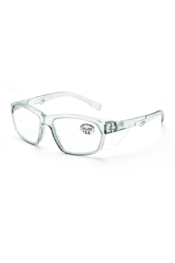 Safety Reading Glasses for Women Men, UV Protection goggles, Anti-Impact Lightweight Glasses, Anti-Fog & Scratch-Resistant, Charcoal Clear, +2.0