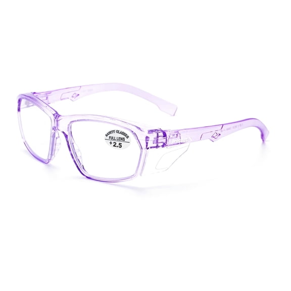 ProtectX Safety Reading Glasses for Women Men, UV Protection goggles, Anti-Impact Lightweight Glasses, Anti-Fog & Scratch-Resistant, Lilac, +2.5