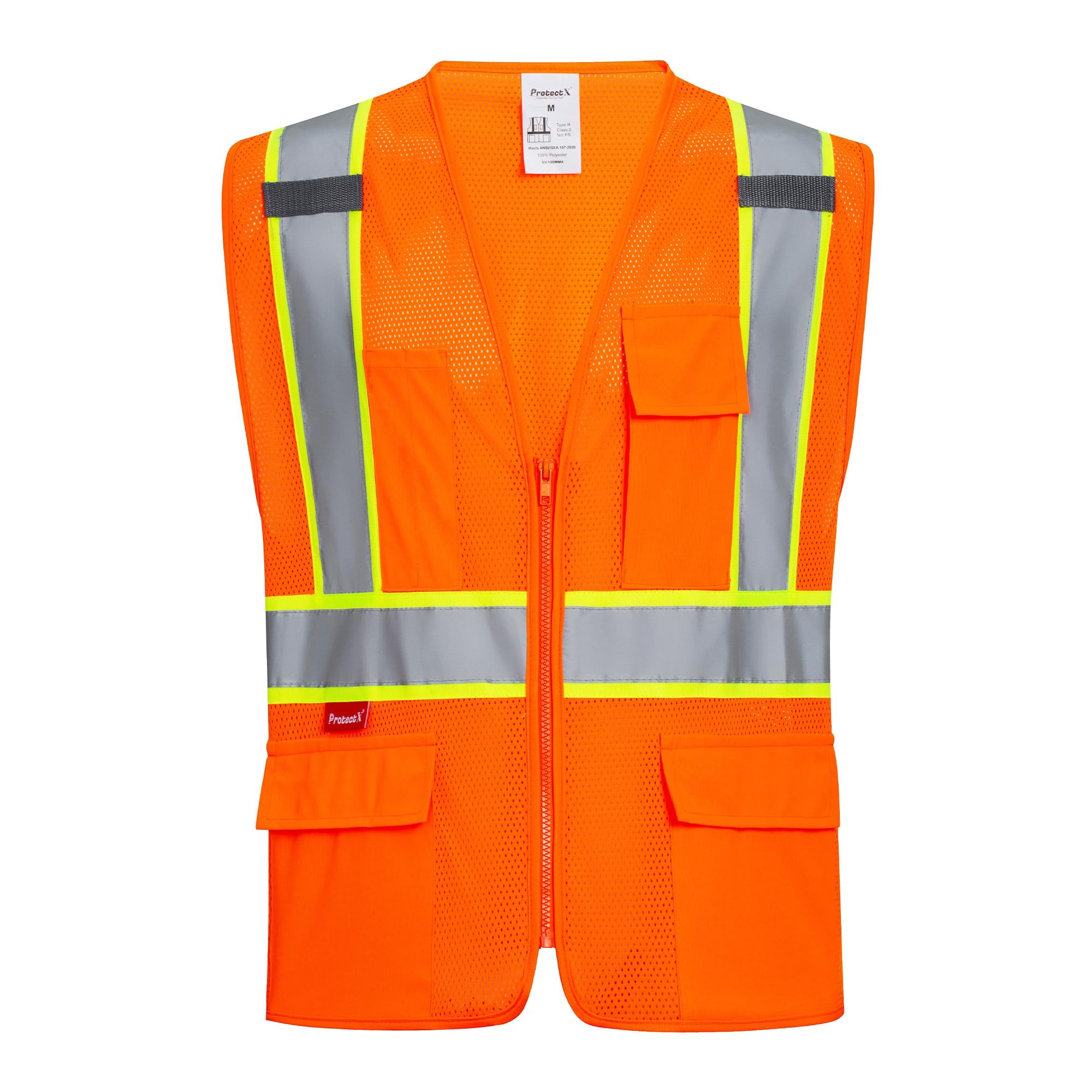 ProtectX Safety Vest for Men Women ANSI Class 2 High Visibility Mesh ...