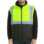 ProtectX Safety Winter Vest for Women Men, High Visibility Reflective Vest, Insulated Construction Workwear, Wind Resistant,Waterproof, Green, Large