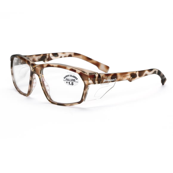 ProtectX Stylish Anti-Fog & Scratch-Resistant Safety Glasses With Readers, UV Protection Goggles, Anti-Impact Lightweight Glasses for Men＆Women Leopard print Reading 1.5