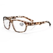 ProtectX Stylish Anti-Fog & Scratch-Resistant Safety Glasses With Readers, UV Protection Goggles, Anti-Impact Lightweight Glasses for Men Women Leopard print Reading 1.5
