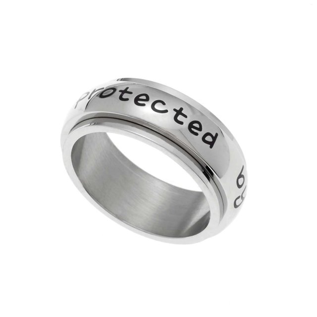 Protected By An Angel Stainless Steel Memorial Spinner Ring size 10