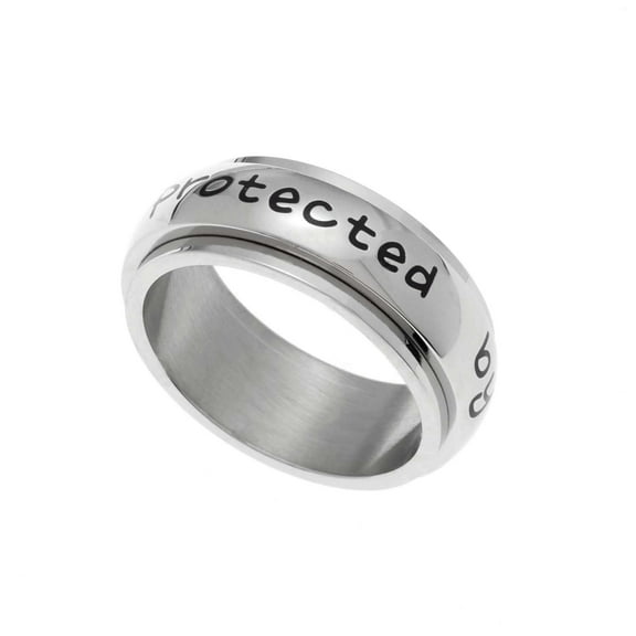 Protected By An Angel Stainless Steel Memorial Spinner Ring size 5