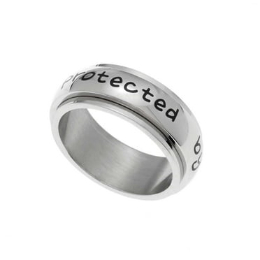 Protected By An Angel Stainless Steel Memorial Spinner Ring size 8
