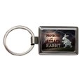 thumbnail image 1 of Protected By Attack Rabbit Vicious White Funny Bunny Metal Rectangle Keychain, 1 of 7