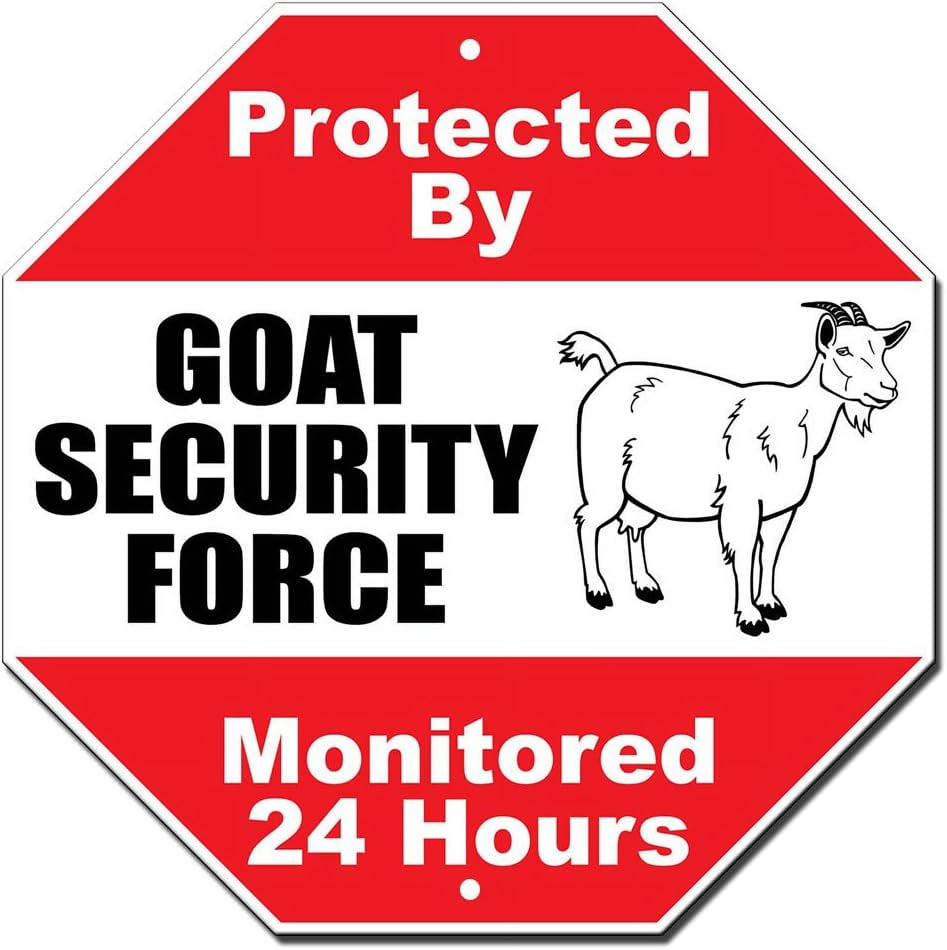 Protected By Goat Security Novelty Funny Metal Sign Octagon