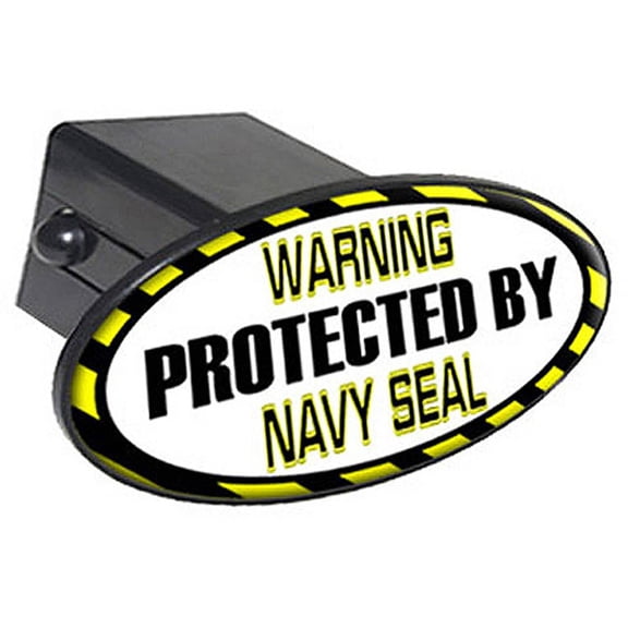 Protected By Navy Seal - Warning 2" Oval Tow Trailer Hitch Cover Plug Insert