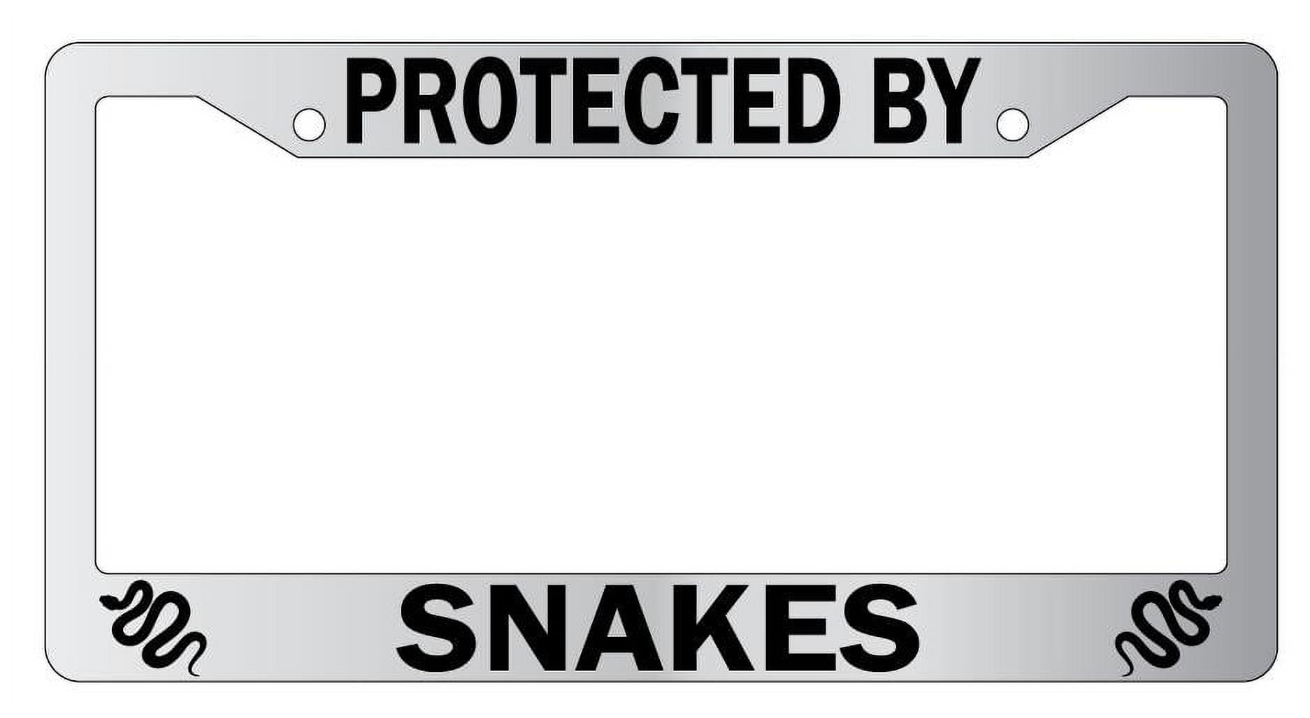 Protected By Snakes Chrome Plastic License Plate Frame