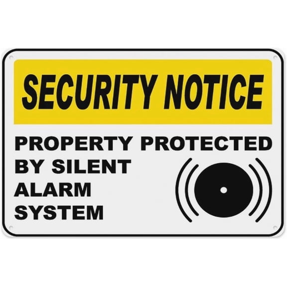 Protected by Silent Alarm System Sign Aluminum Tin Warning Signs for Home Outdoor Garden 8X12 Inches