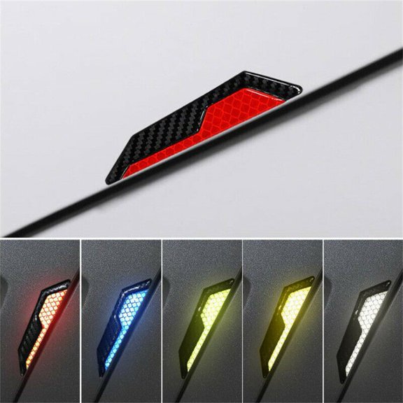 Protection And Visibility Reflective Carbon Fiber Auto Guard Sticker (4Pcs) Blue Fangkenuo