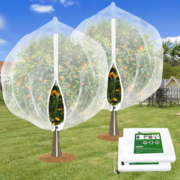 Protection from Anti Birds, Bugs, Cicadas, Insects – 15 * 15FT Large Fruit Tree Netting with Drawstring and Zipper, Garden Netting for Garden Protection, Insect Bird Netting for Fruit Trees