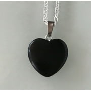 Protection Anxiety Obsidian Black Heart Pendant Cord Silver Chain Necklace Natural Crystal Gemstone Charm for Men Women Couple Gift Jewelry Healing Present