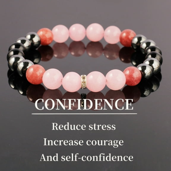 Protection Bracelet - Black Tourmaline, Hematite & Rose Quartz Healing Jewelry for Anxiety & Stress Relief - Chakra Balancing Stretch Bead Bracelet for Women