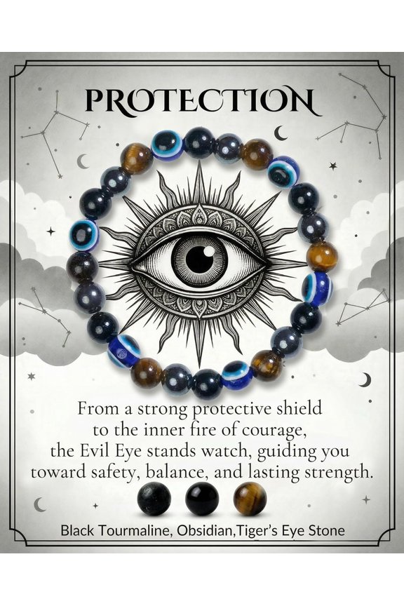 Protection Bracelet, Strength   Bracelet 8MM -  Stretch Beaded  for Women Men