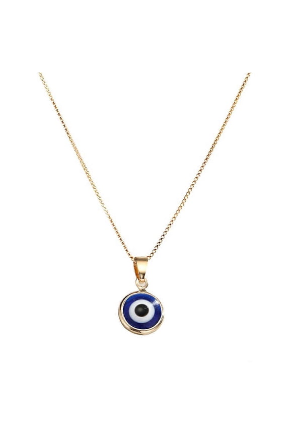 Protection Charm Pendant Chain Necklace For Men & Women - Evil Eye Jewelry In 925 Sterling Silver-Blue