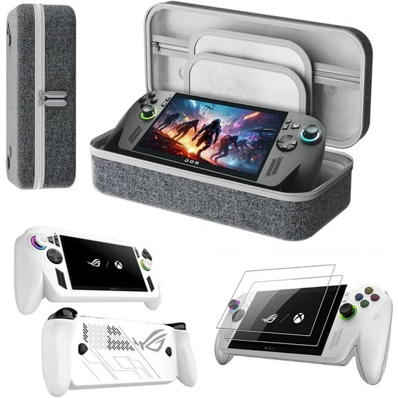 Protection Kit for 3 Set for ROG Xbox Ally X/ROG Xbox Ally, Carrying bag*1+Silicone Protective*1+Protective Film*2，Comprehensive Protection (White)