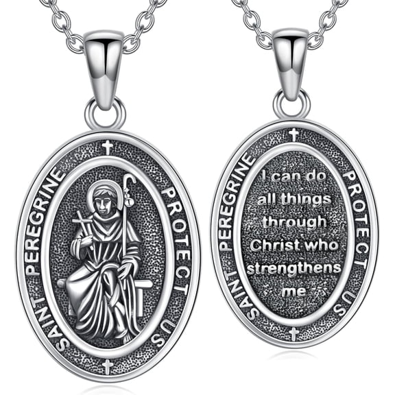 Protection Necklace 925 Sterling Silver St Anthony Francis Joseph Peregrine Raphael Sebastian Medal I Can Do All Things Through Christ Patron Saint Jewelry Christian Gifts for Men Women