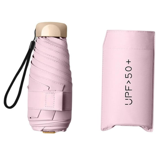 Protection Umbrella with Case for Men and Women Sturdy Light Pink