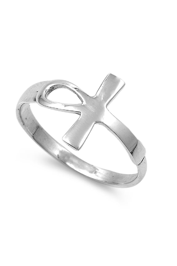 Protection from Harm Ankh Cross Ring Sterling Silver Size 11