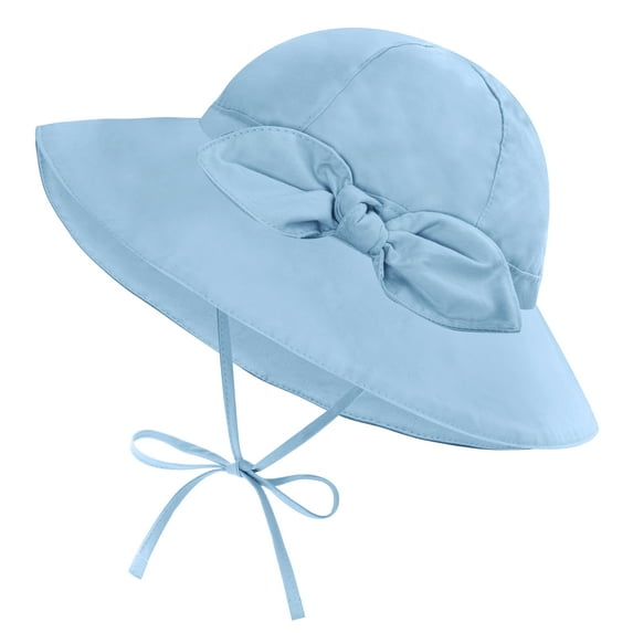 Protective Baby Bucket Sun Hat With UPF 50+ Protection Adjustable Infant Summer Beach Hats For Boy & Girl Breathable Toddler Swim Pool Play Sunhat With Wide Brim 12-24 Months Light Blue S, 50 CM